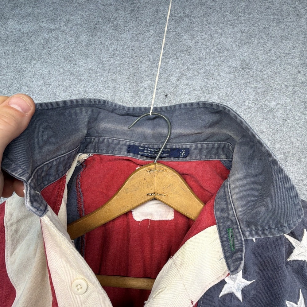 Vintage Tommy Hilfiger Rugby Polo Shirt USA American Flag Size XL 90s - Picture 3 of 7
